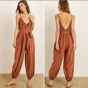 Storia Terracotta V-Neck Jumpsuit